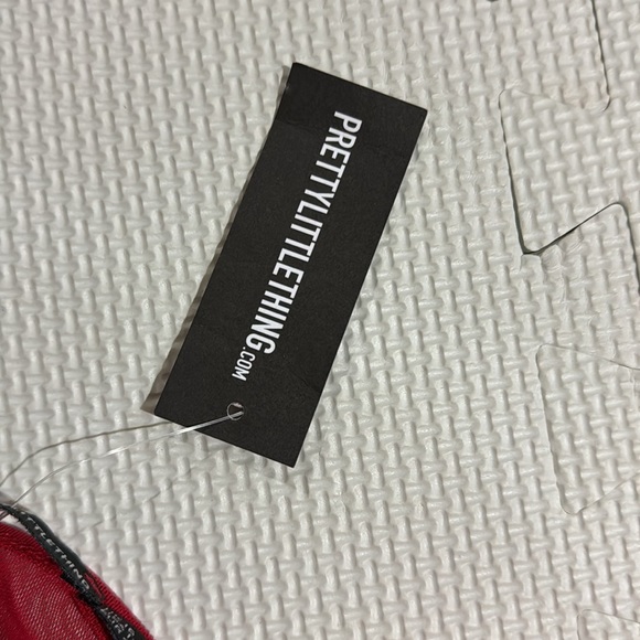 Red mesh tie front long sleeve. NEVER WORN - Picture 2 of 2